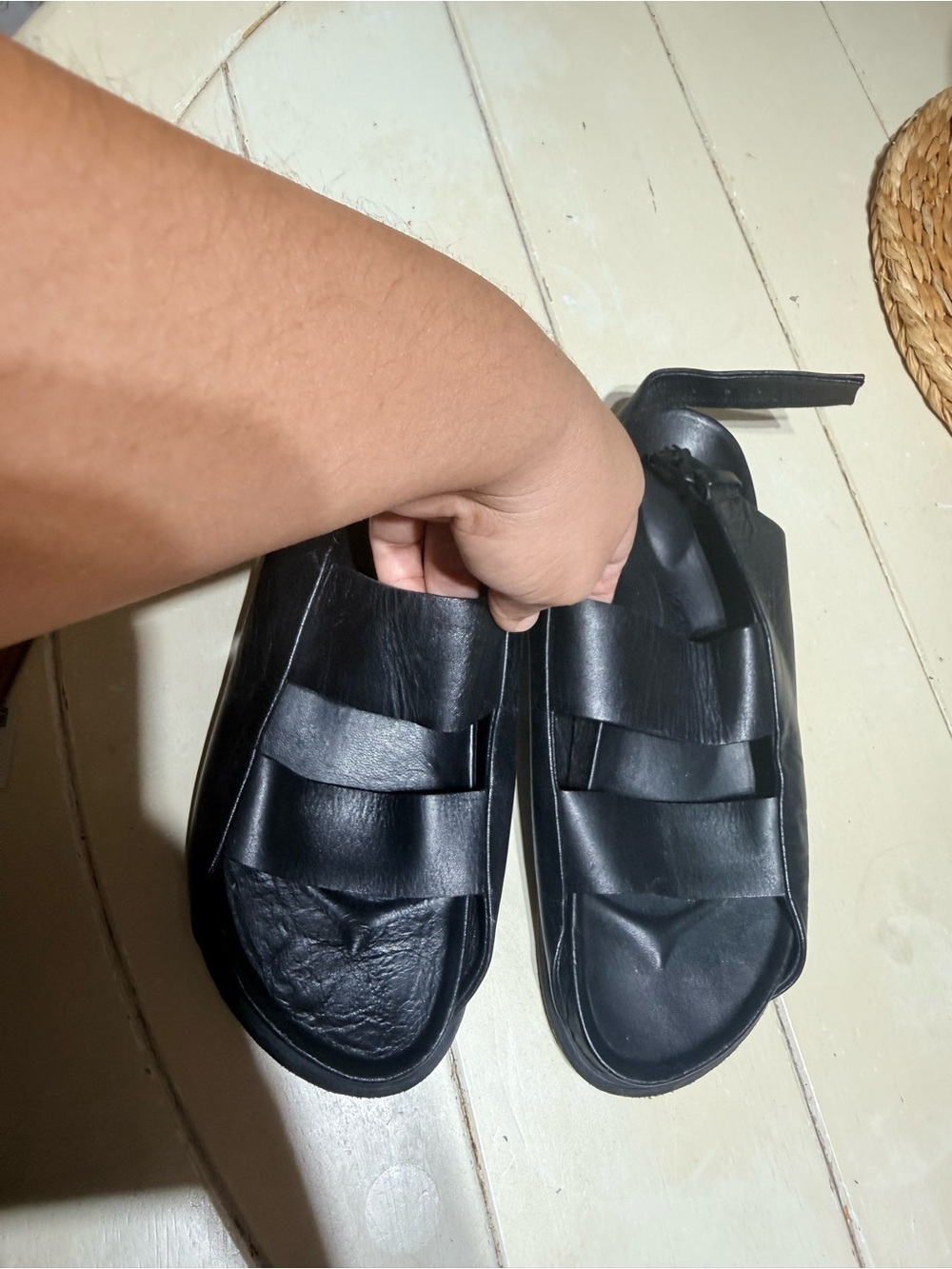 Men's Black Double-Strap Slide Sandals